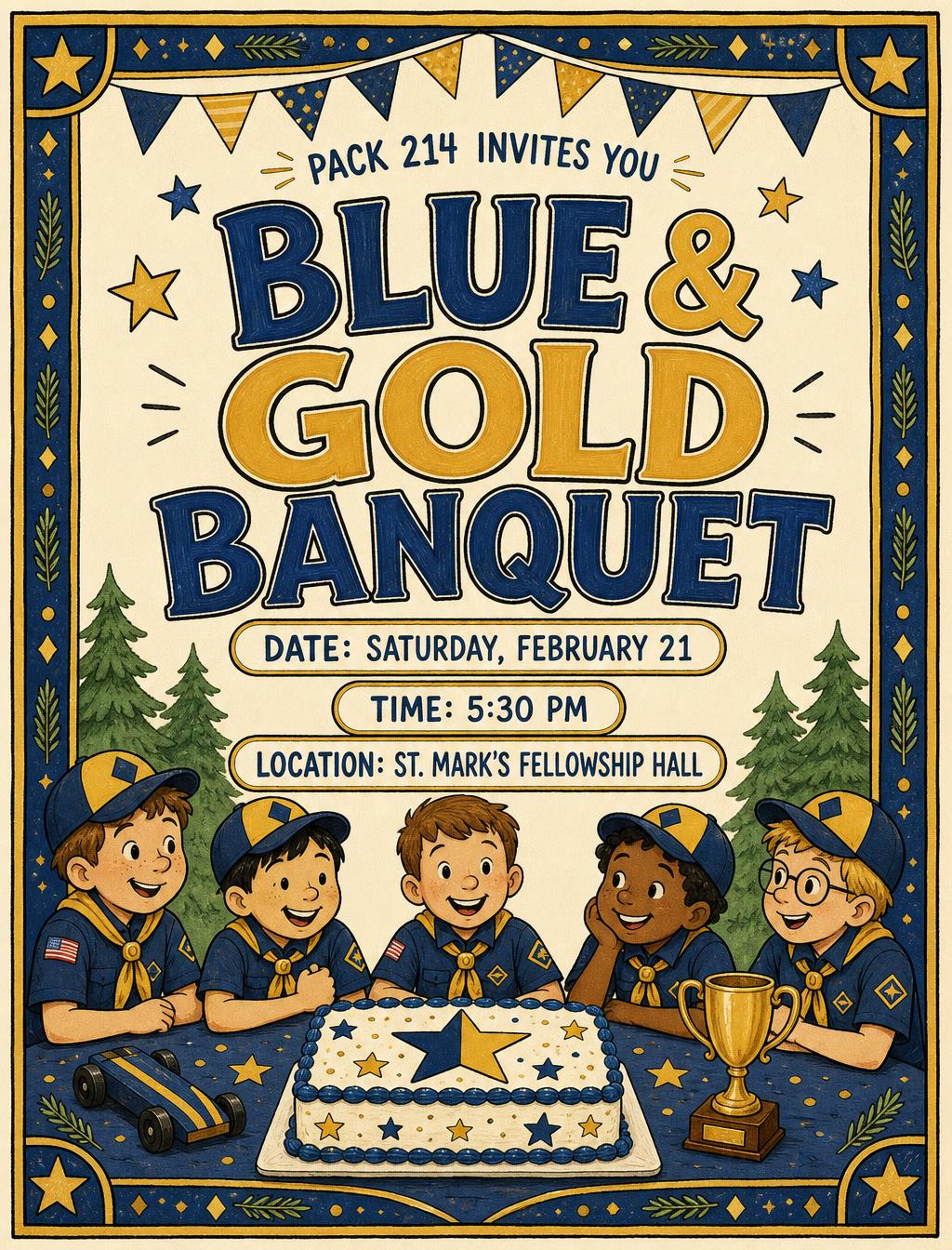 AI-generated invitation poster for Blue & Gold Banquet